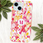 モノグラム抽象芸術パターンピンクマーブルレトロ iPhone 15ケース<br><div class="desc">おもしろいモダン抽象芸術はピンク、オレンジ、黄色のマーブル模様。モノグラムのイニシャルをパーソナライズする。</div>