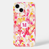 モノグラム抽象芸術パターンピンクマーブルレトロ Case-Mate iPhoneケース (裏面)