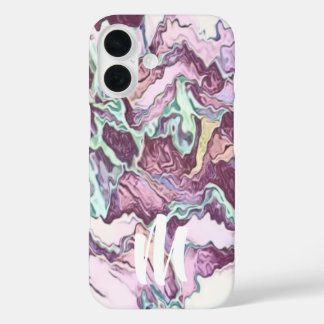 モノグラム抽象芸術パターン iPhone 16ケース
