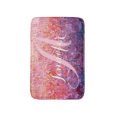 モノグラム抽象芸術ピンクパープル名イニシャル バスマット (正面縦)