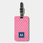 モノグラム抽象芸術ピンクラインストロークパターン ラゲッジタグ (正面縦)
