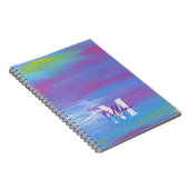 モノグラム抽象芸術ブルーグリーンパープルホワイト ノートブック (右側)