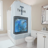 モノグラム抽象芸術ブルーブラックウォーターカラーファインアート シャワーカーテン (インサイチュ)