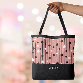 モノグラム抽象芸術円ライン白黒ピンク トートバッグ