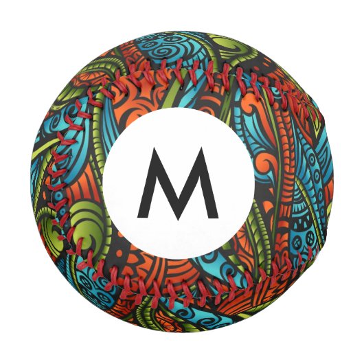 モノグラム抽象芸術民族の壁紙 野球ボール (正面左)