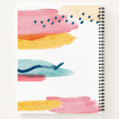 モノグラム抽象芸術水モダン色ピンク黄 ノートブック (裏面)