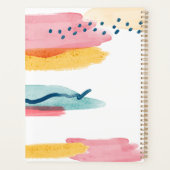 モノグラム抽象芸術水彩ネイビーブルーピンクイエロー プランナー手帳 (裏面)