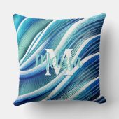 モノグラム抽象芸術波(青と緑) クッション (裏面)