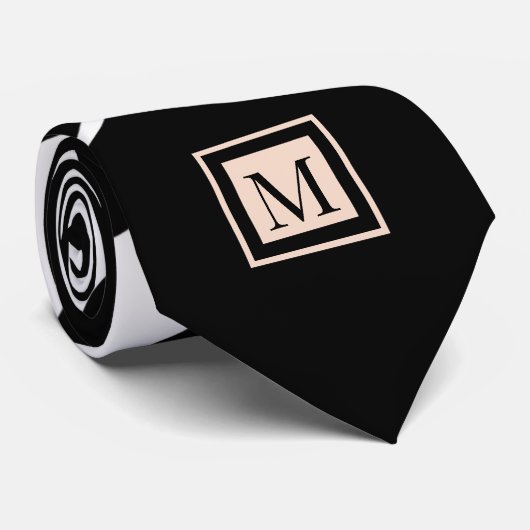 モノグラム抽象芸術白黒赤面ピンク ネクタイ (ロール)