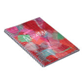 モノグラム抽象芸術赤ピンクパタガーリーーン ノートブック (右側)
