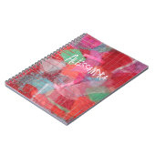 モノグラム抽象芸術赤ピンクパタガーリーーン ノートブック (左側)