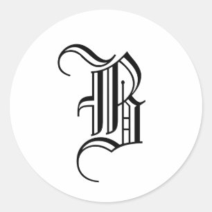 モノグラム招待状シール"B"オールドイングリッシュブラック ラウンドシール