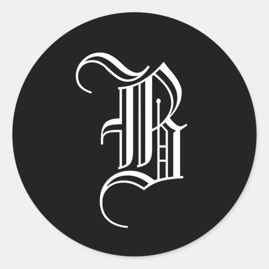 モノグラム招待状シール"B"旧英語スタイル ラウンドシール (正面)