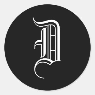 モノグラム招待状シール"D"旧英語スタイル ラウンドシール