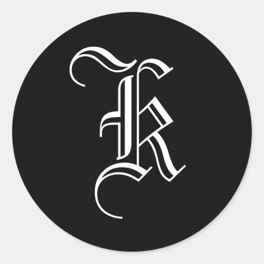 モノグラム招待状シール"K"旧英語スタイル ラウンドシール (正面)