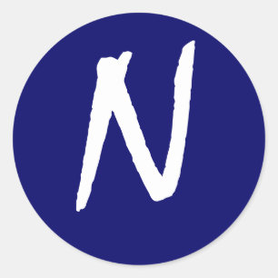 モノグラム招待状シール"N"カスタマイズ可能な海軍 ラウンドシール