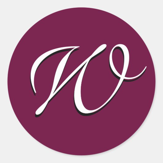 モノグラム招待状ステッカーCustomizable_wine_W ラウンドシール (正面)