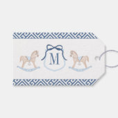 モノグラム揺動馬ベビーシャワーメッセージカード ギフトタグ (正面(横))