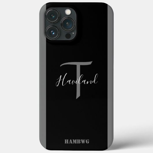 モノグラム携帯電話ケースHAMbyWG – ブラック&グレー Case-Mate iPhoneケース (裏面)