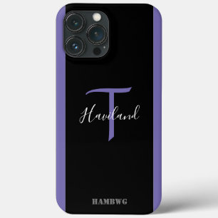 モノグラム携帯電話ケースHAMbyWG – ブラック&パープル iPhone 13 Pro Maxケース