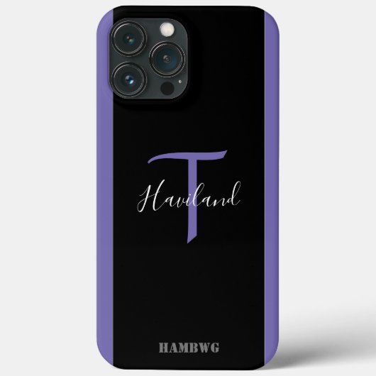 モノグラム携帯電話ケースHAMbyWG – ブラック&パープル Case-Mate iPhoneケース (裏面)