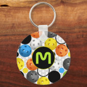 モノグラム数々のスポーティ色ピックボール キーホルダー (正面)