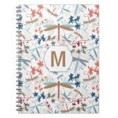 モノグラム数々の付きトンボ色パターン ノートブック (正面)