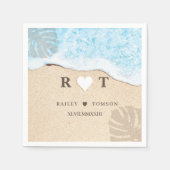 モノグラム数字カスタムビーチ結婚式カクテル スタンダードカクテルナプキン (正面)