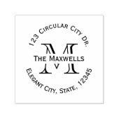 モノグラム文字の円住所スタンプ セルフインキングスタンプ (デザイン)