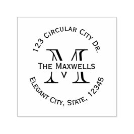 モノグラム文字の円住所スタンプ セルフインキングスタンプ