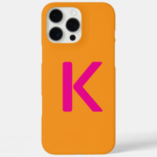 モノグラム文字イニシャルオレンジピンクカスタム色 iPhone 16 PRO MAXケース