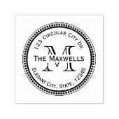 モノグラム文字サークルドット丸住所スタンプ セルフインキングスタンプ (デザイン)