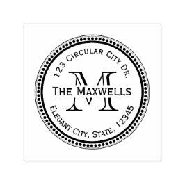 モノグラム文字サークルドット丸住所スタンプ セルフインキングスタンプ