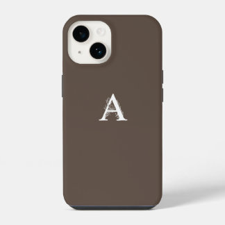 モノグラム文字ミニマル色ブラウン iPhone 14ケース