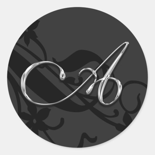 モノグラム文字結婚の封筒用シールシール ラウンドシール (正面)