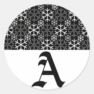 モノグラム文字Aスノーフレークのシール ラウンドシール