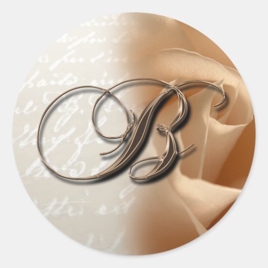 モノグラム文字B結婚の封筒用シール ラウンドシール (正面)