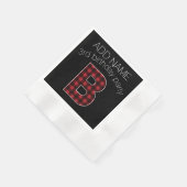 モノグラム文字B – バッファロー格子赤黒 縁ありカクテルナプキン (角)