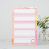 モノグラム文字Cピンク水彩花が並んだ 便箋 (スタンド正面)