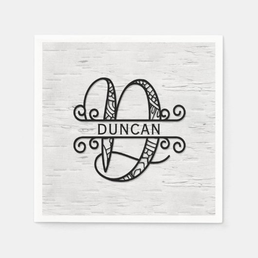 モノグラム文字D （ファミリ名） スタンダードカクテルナプキン (正面)