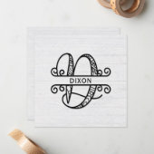 モノグラム文字D (ファミリ名) ノートカード (正面/裏面インサイチュ)