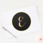 モノグラム文字Eスクリプト金ゴールド – 色 ラウンドシール (封筒)