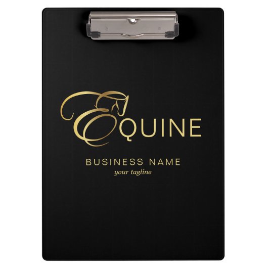 モノグラム文字E馬の金ゴールド色 クリップボード (正面)