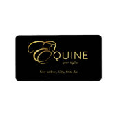 モノグラム文字E馬の金ゴールド色 ラベル (正面)