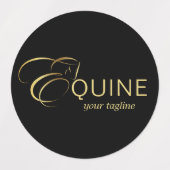 モノグラム文字E馬の金ゴールド色 ラベル (デザイン2)