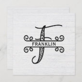 モノグラム文字Fと名札カード ノートカード (正面/裏面)