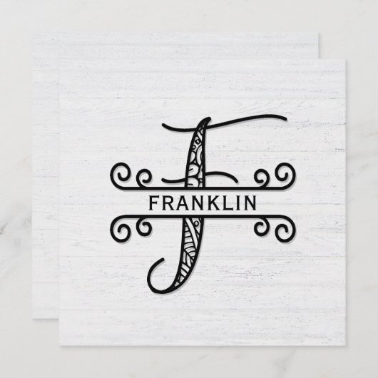 モノグラム文字Fと名札カード ノートカード (正面/裏面)