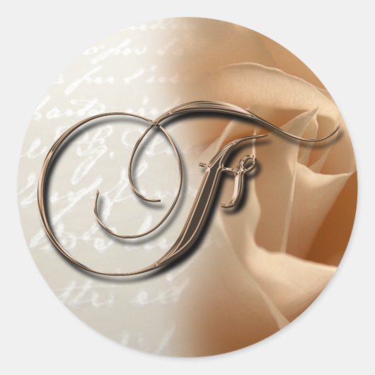 モノグラム文字F結婚の封筒シール ラウンドシール (正面)