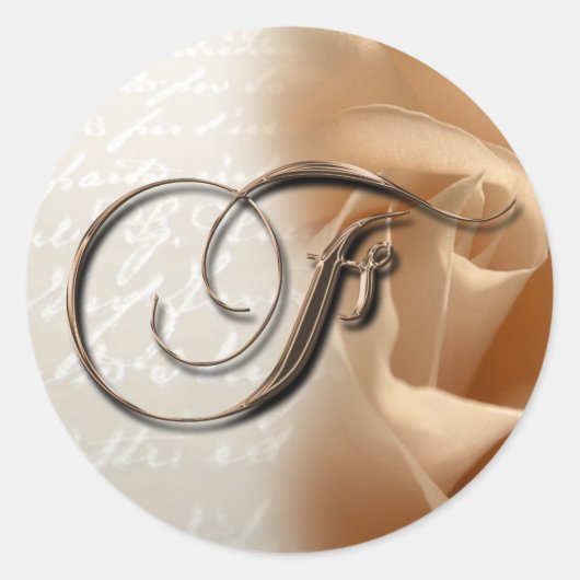 モノグラム文字F結婚の封筒用シール ラウンドシール (正面)