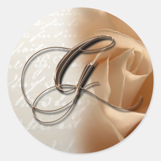 モノグラム文字G結婚の封筒用シール ラウンドシール (正面)